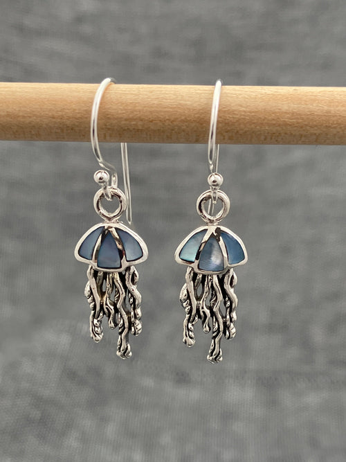Blue Shell Jellyfish Earrings