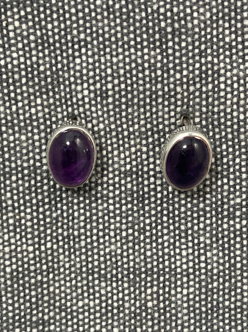 Amethyst Oval Studs