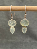 Prehnite Oval And Pear Earrings