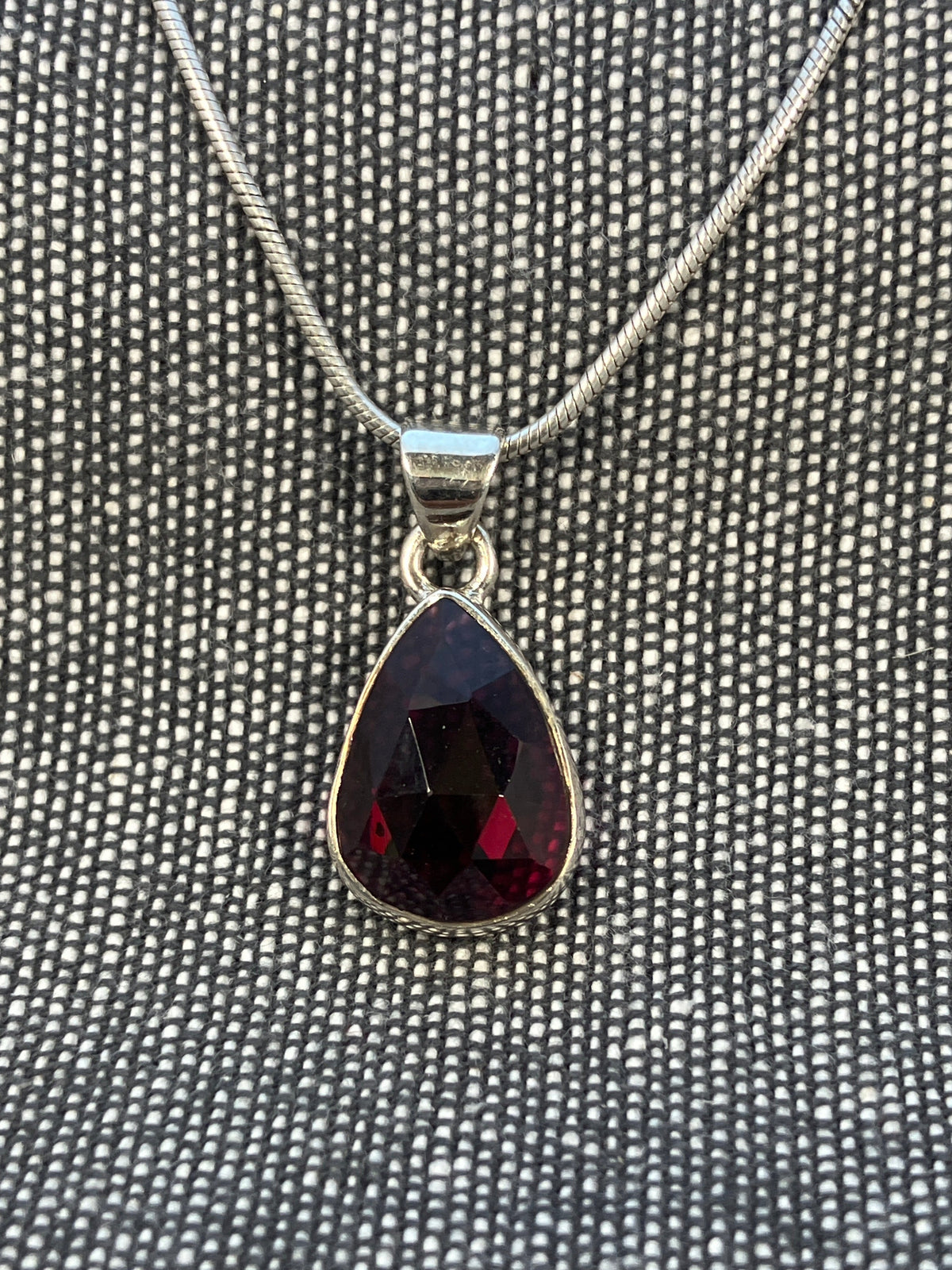 Garnet Facetted Pear Pendant
