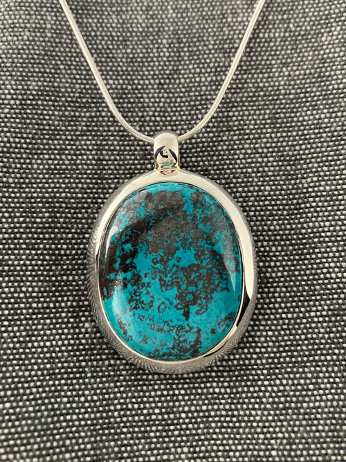 Azurite Framed Oval Pendant