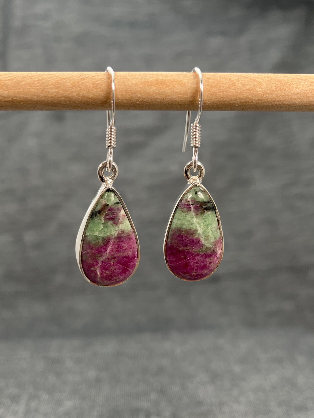 Ruby Zoisite Medium Pear Earrings