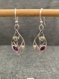 Amethyst And Peridot Leaf Earring