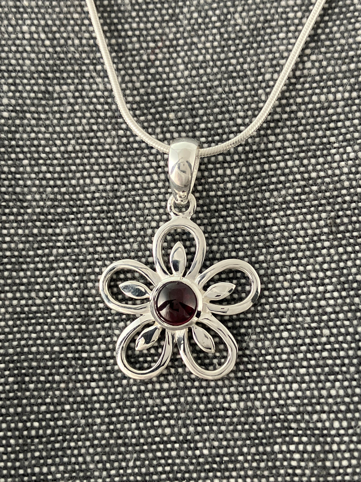 Garnet Lazy Daisy Pendant