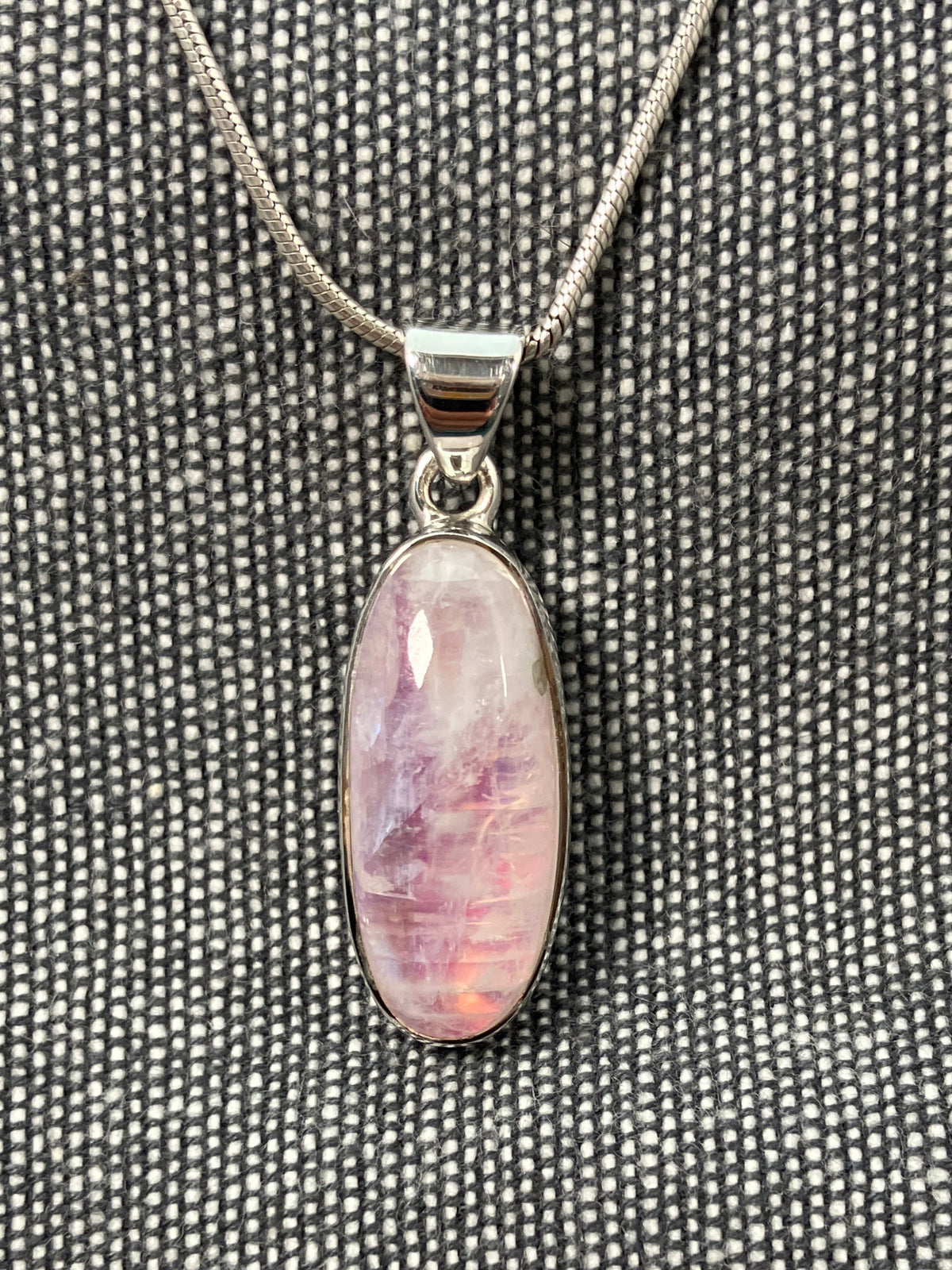 Pink Moonstone Long Oval Pendant