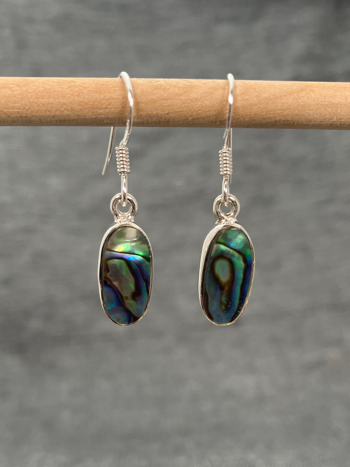 Paua Shell Long Oval Earrings