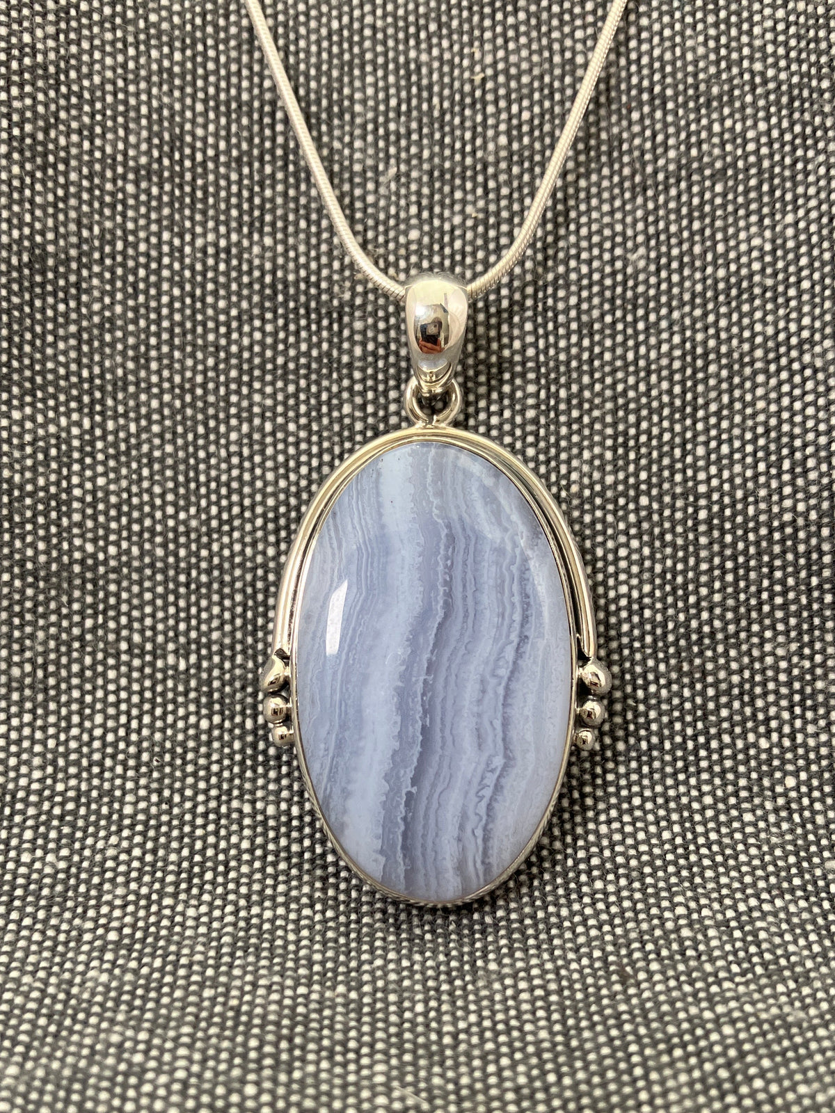Blue Lace Agate Bead Framed Pendant