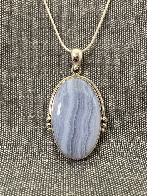 Blue Lace Agate Bead Framed Pendant
