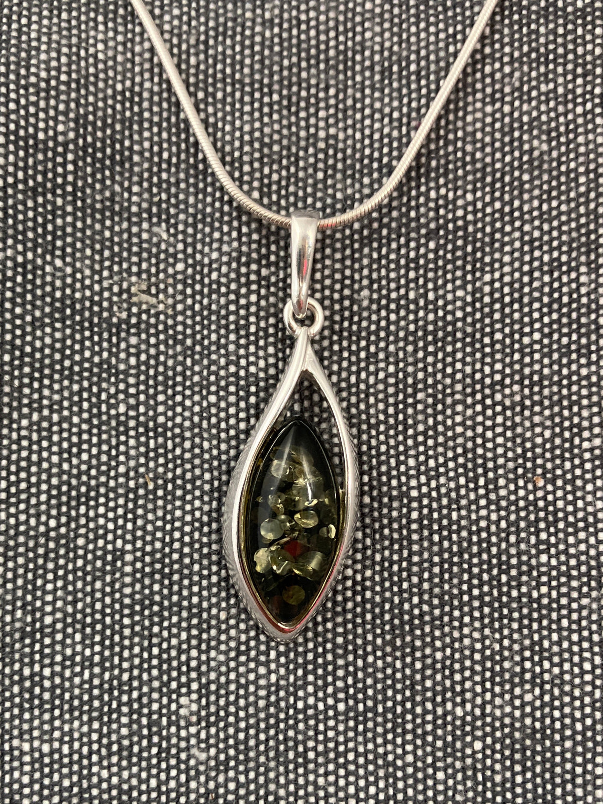 Green Amber Pointy Loop Pendant