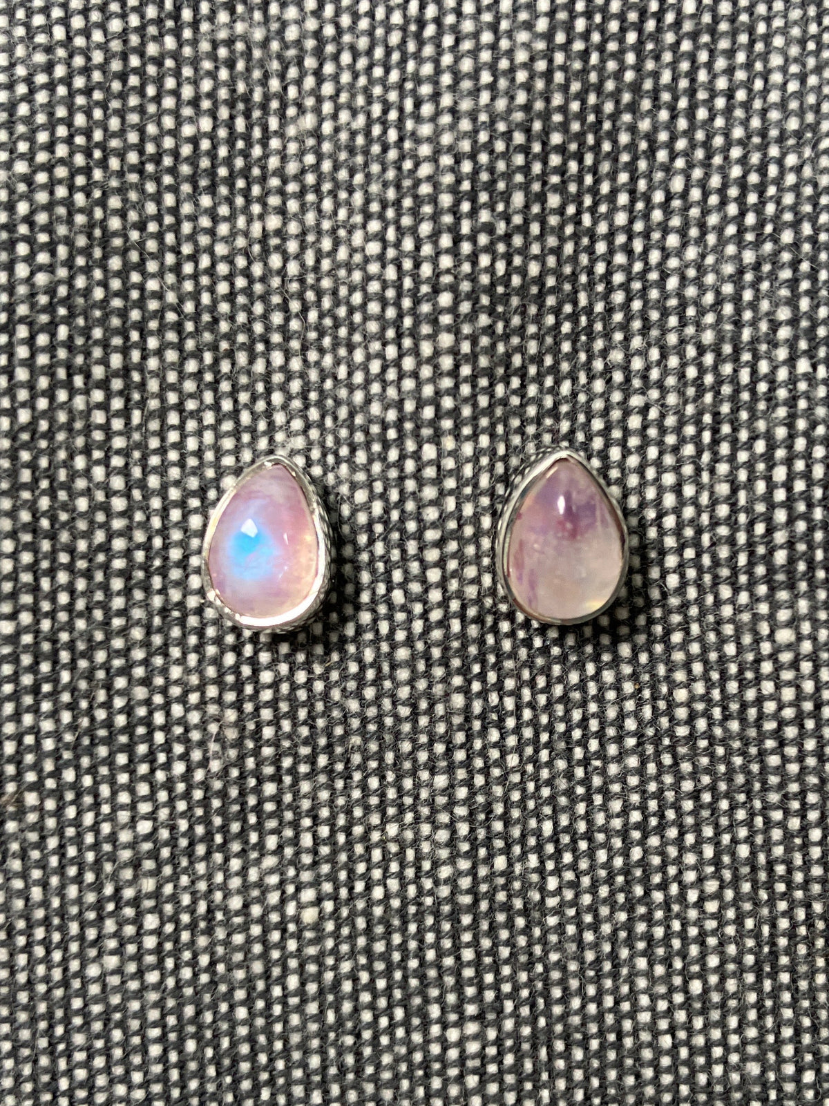 Pink Moonstone Pear Studs