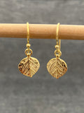 Gold Plated Small Leaf Earrings