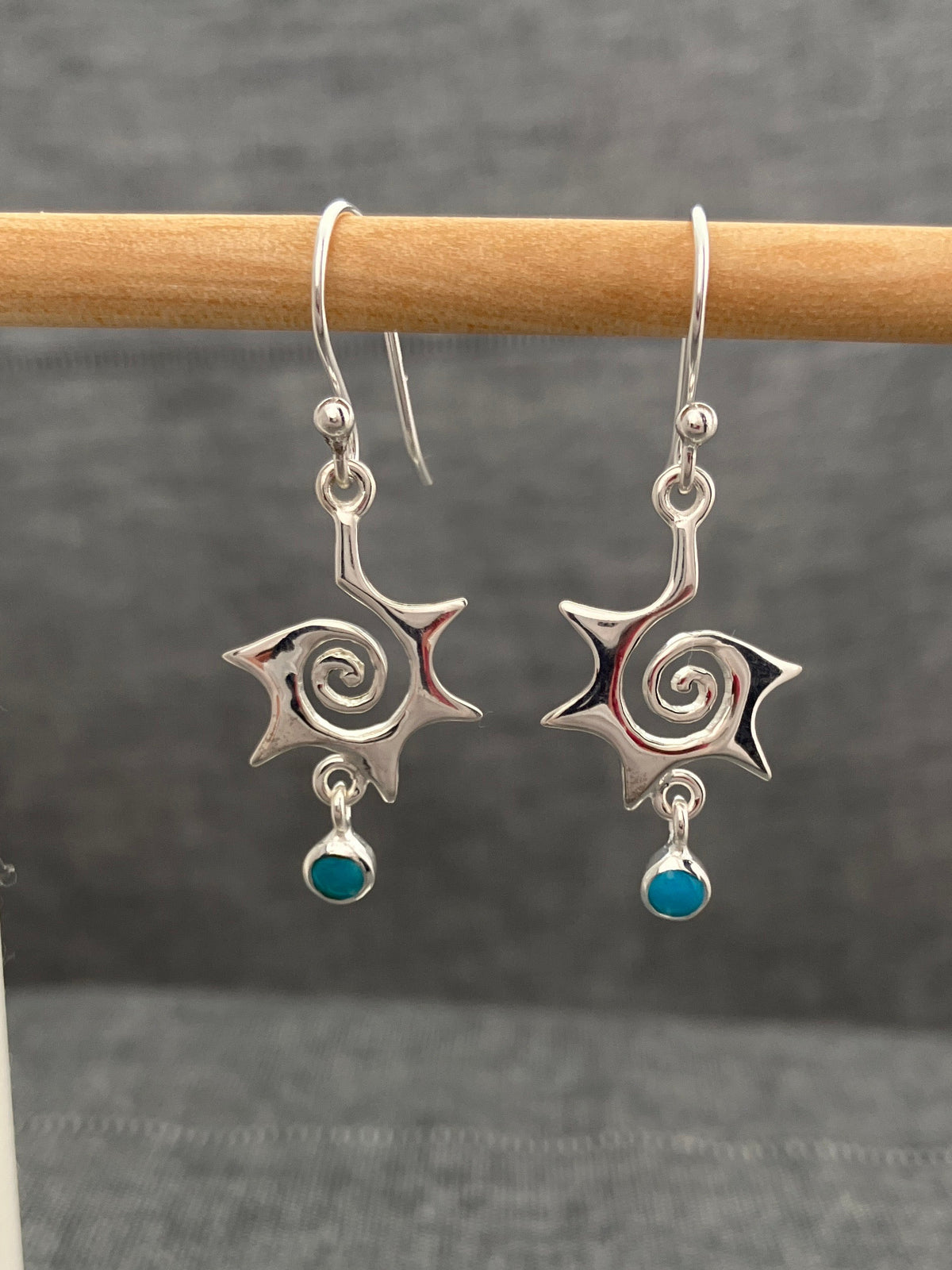 Turquoise Spikey Spiral Earring