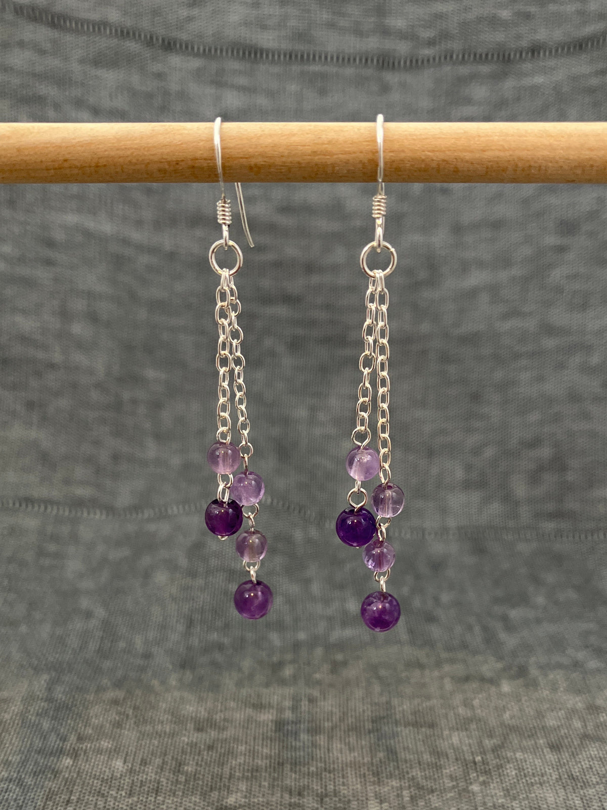 Amethyst Bead Dangle Earrings