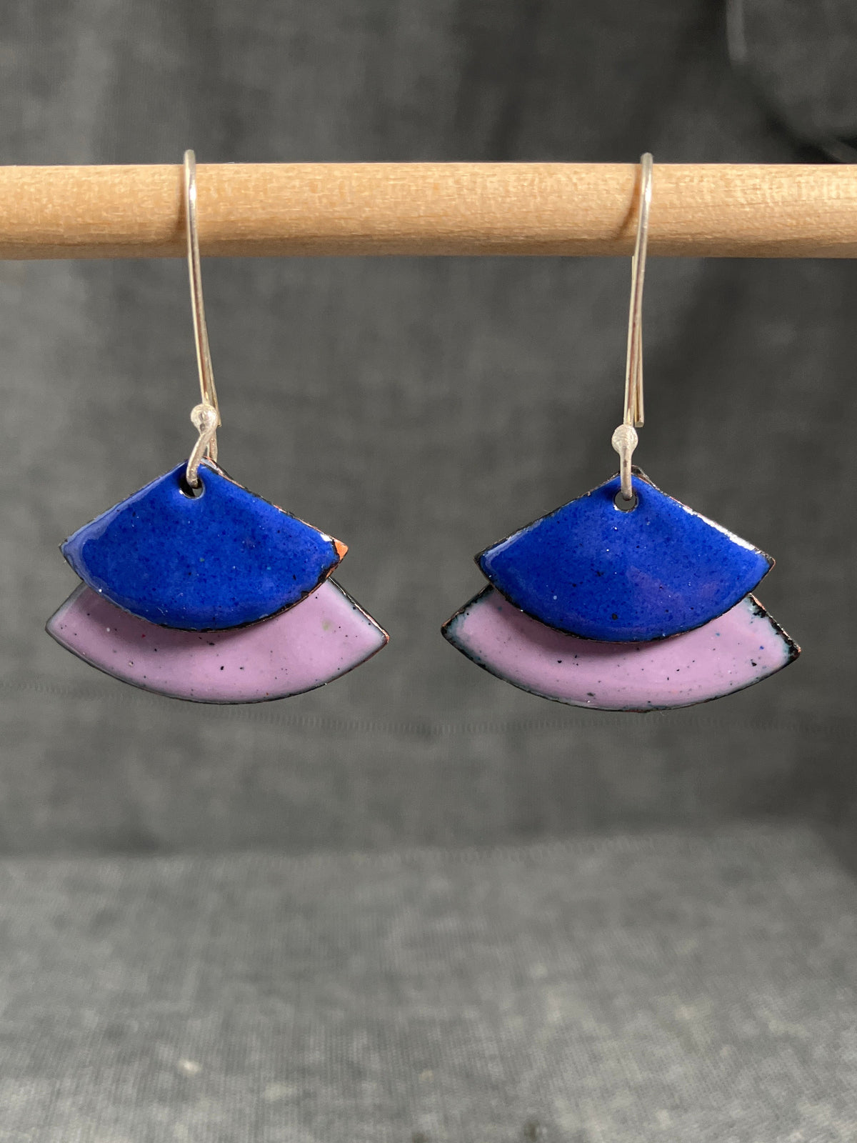 Lilac Blue Double Fan Earrings