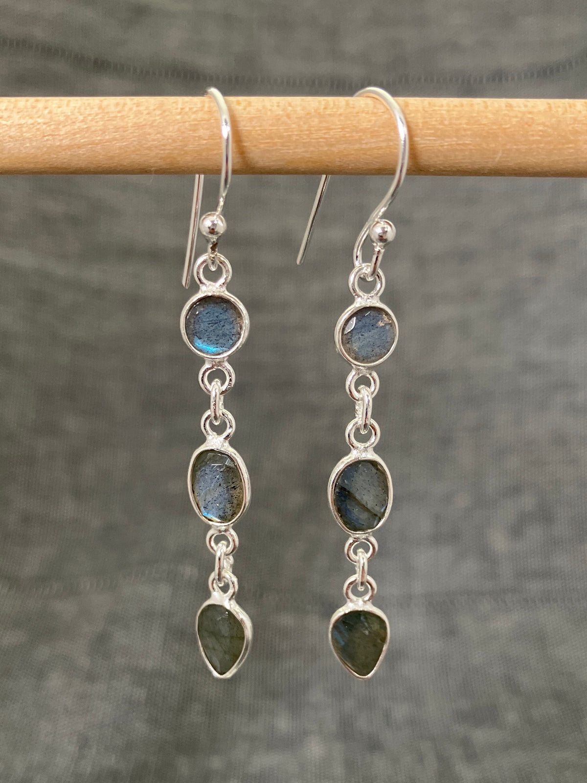 Labradorite Long Cut Earrings