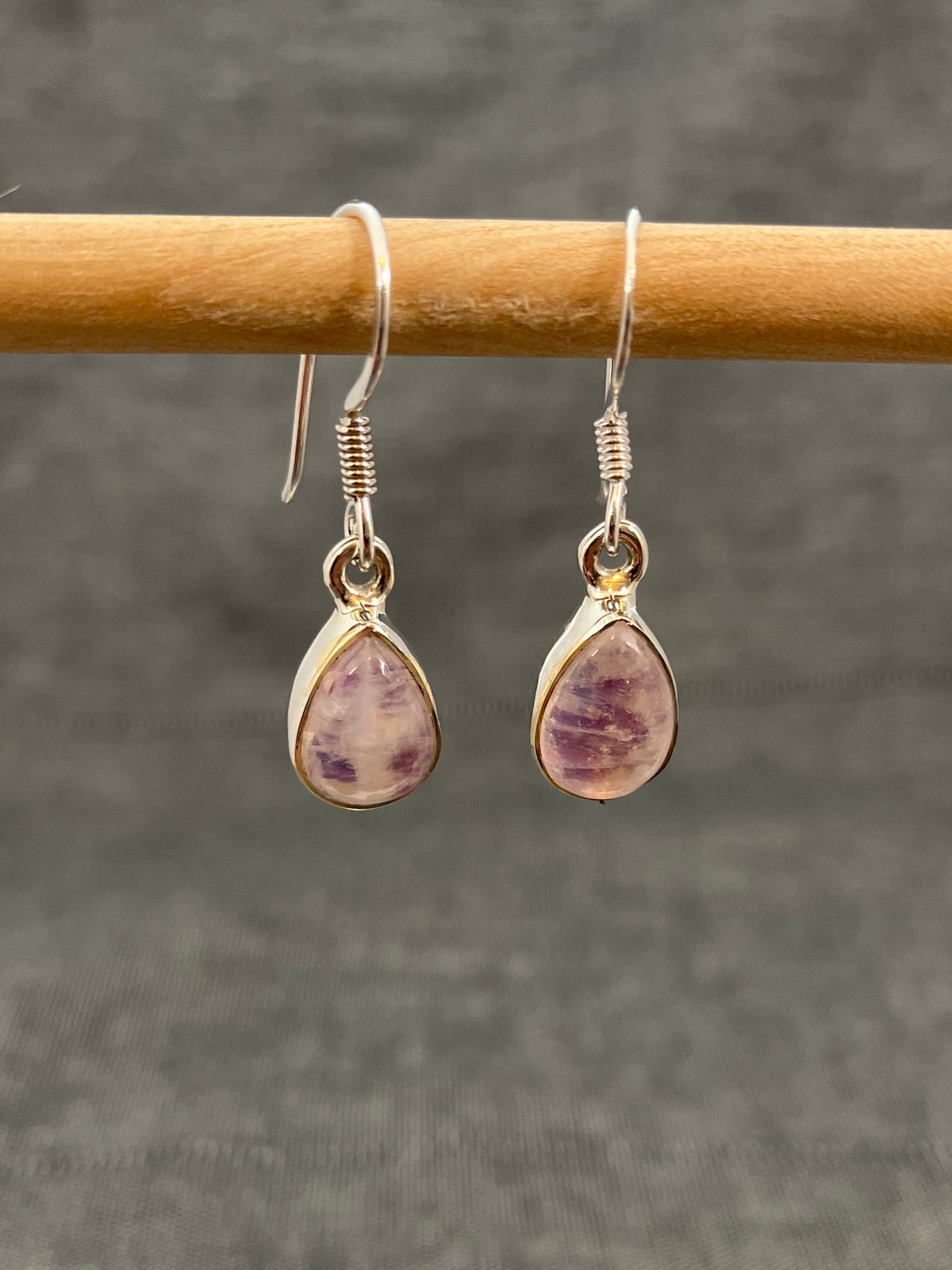 Pink Moonstone Small Pear Earrings