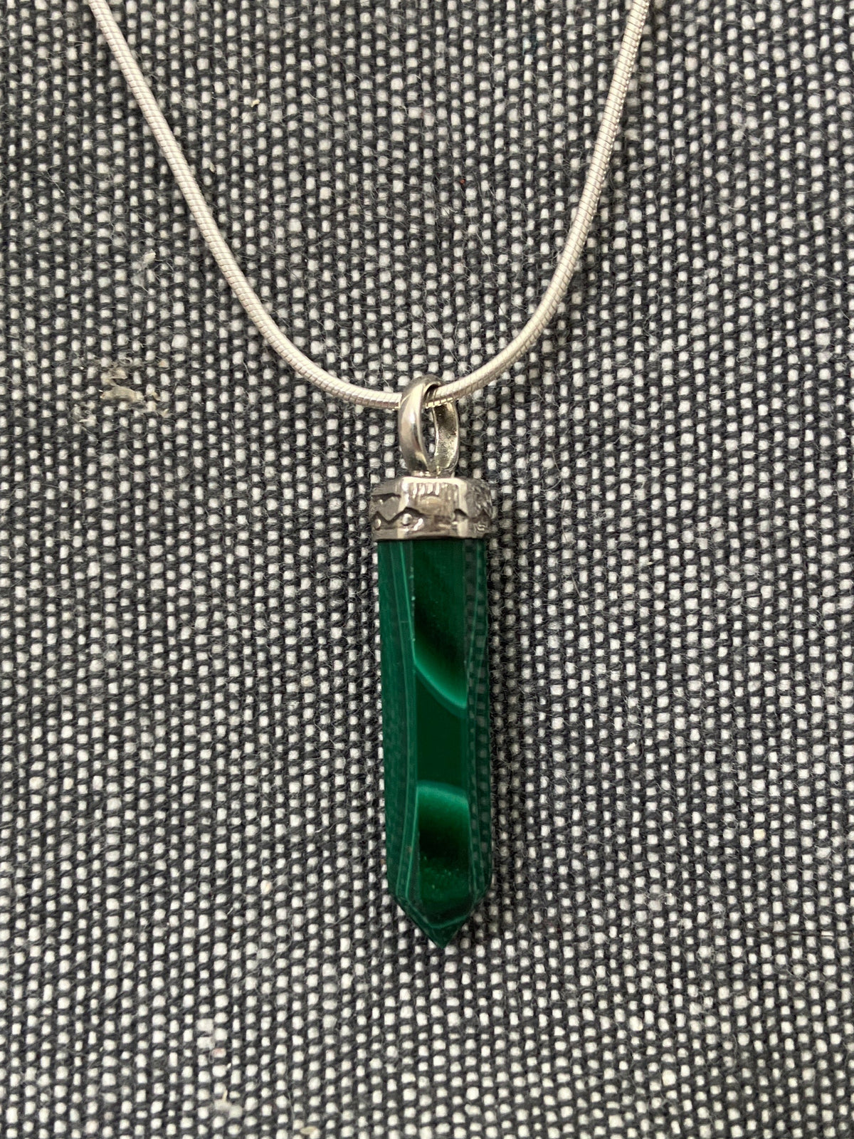 Malachite Silver Topped Point Pendant
