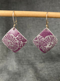 Daisy Magenta Square Earrings