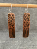 Out Of Line Tree Rectangle Copper Earrings