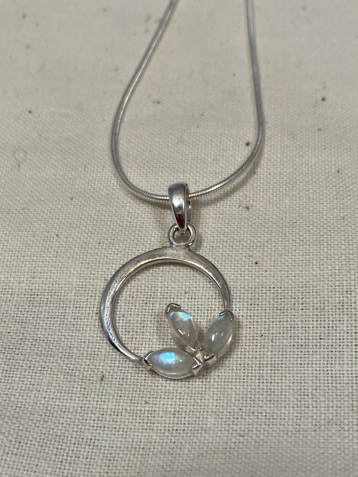Moonstone Leafy Circle Pendant