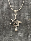 Pearl Drop Spiral Star Pendant