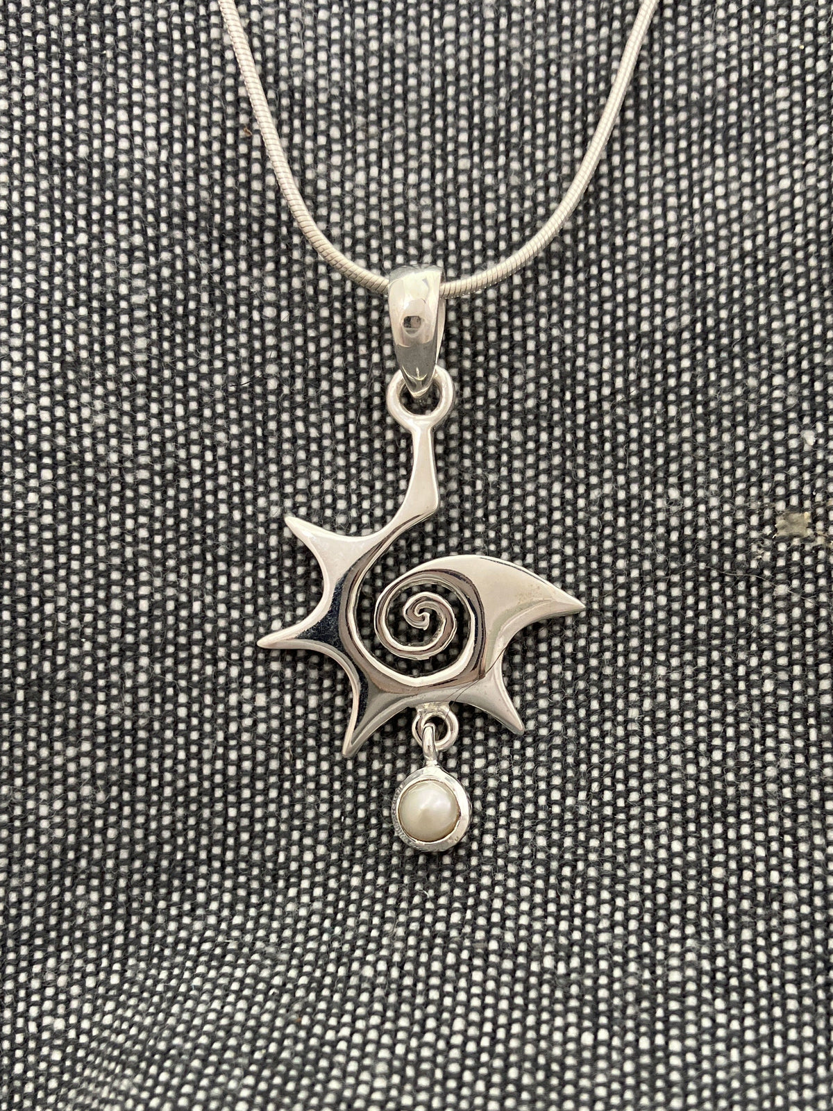 Pearl Drop Spiral Star Pendant
