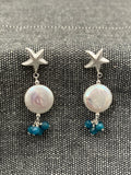Apatite Starfish And Pearl Earrings