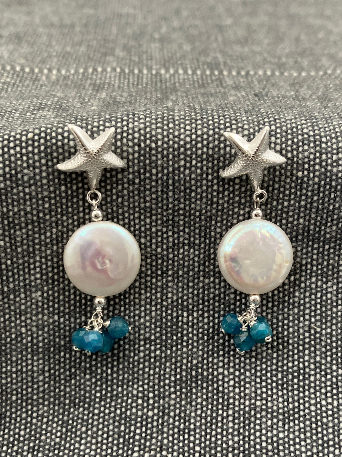 Apatite Starfish And Pearl Earrings