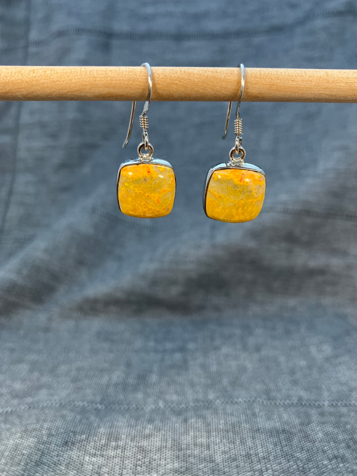Bumblebee Jasper Medium Square Earrings