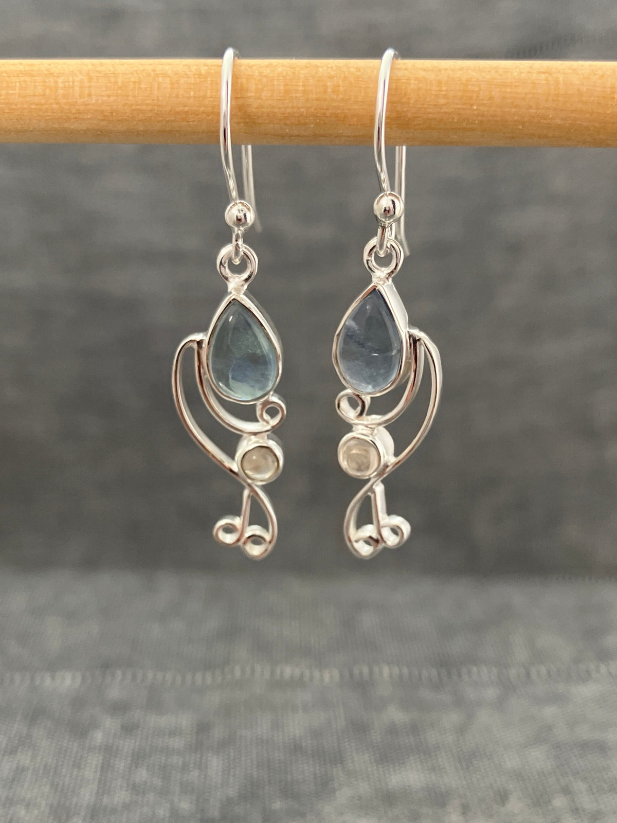 Apatite And Moonstone Curlicue Earring