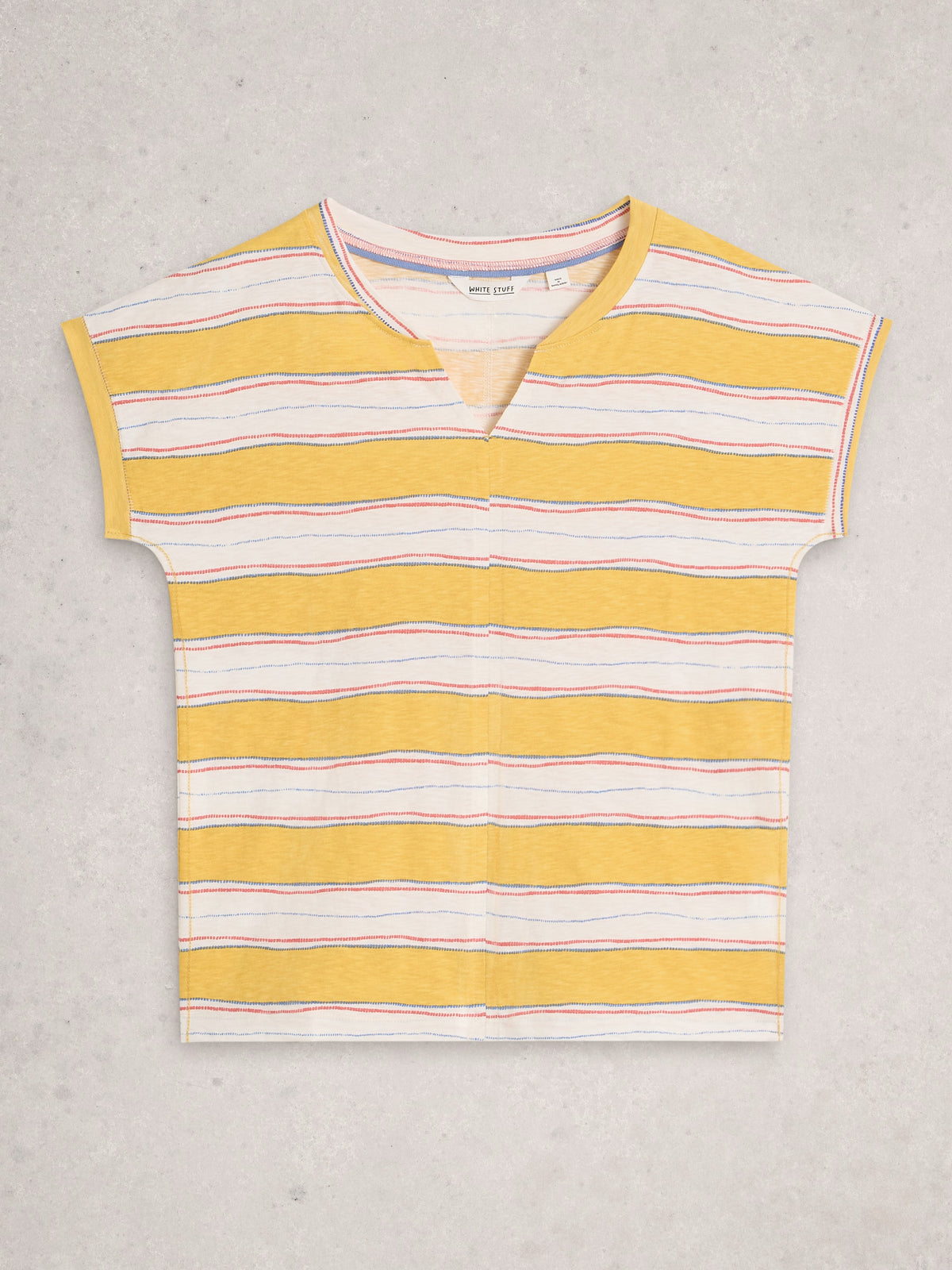 Nelly Notch Stripe Tee Yellow