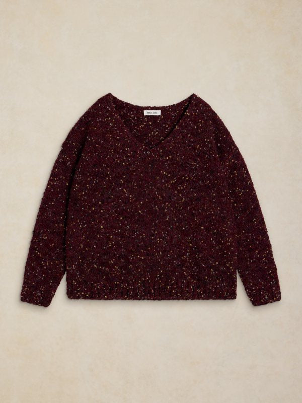 Texture V-neck Jumper Plum