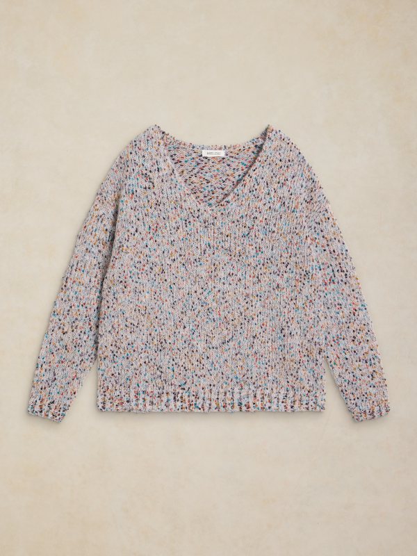 Texture V-neck Jumper Natural