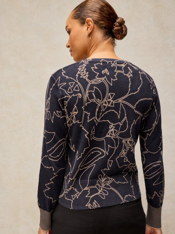 Lois Print Cardi Navy Print