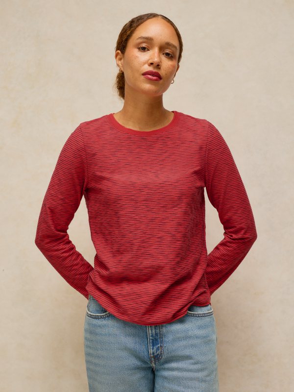 Clara Ls Texture Tee Pink Multi
