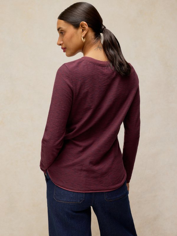 Clara Ls Texture Tee Plum Multi