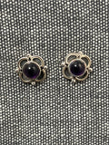 Amethyst Frilly Round Stone Studs