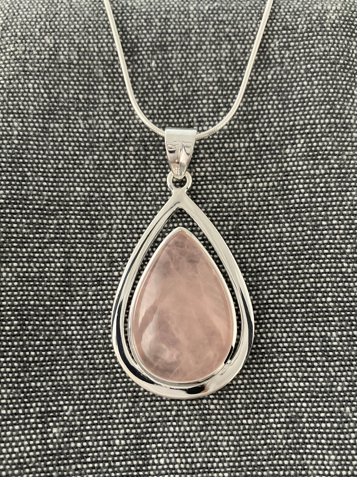 Rose Quartz Framed Pear Pendant