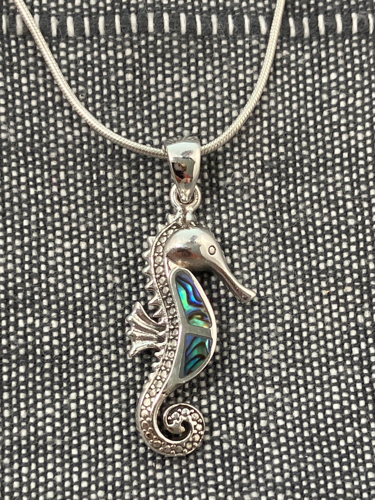 Paua Shell Seahorse Pendant
