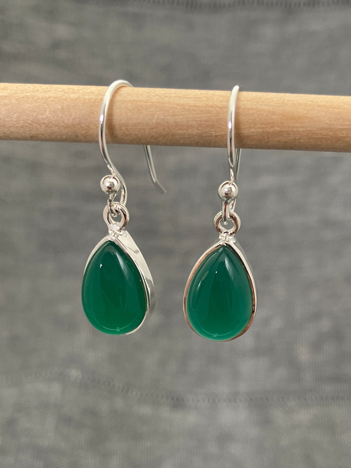 Green Onyx Medium Pear Earrings