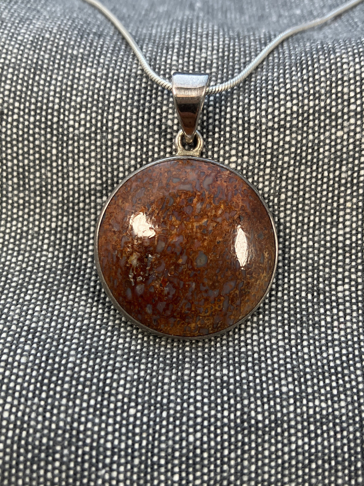 Dinosaur Bone Round Pendant