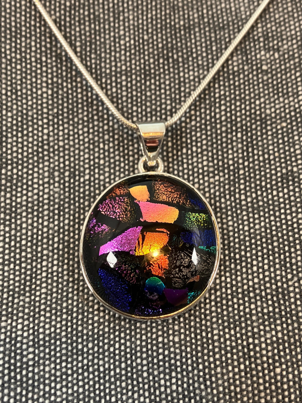 Dichroic Glass Round Pendant 1