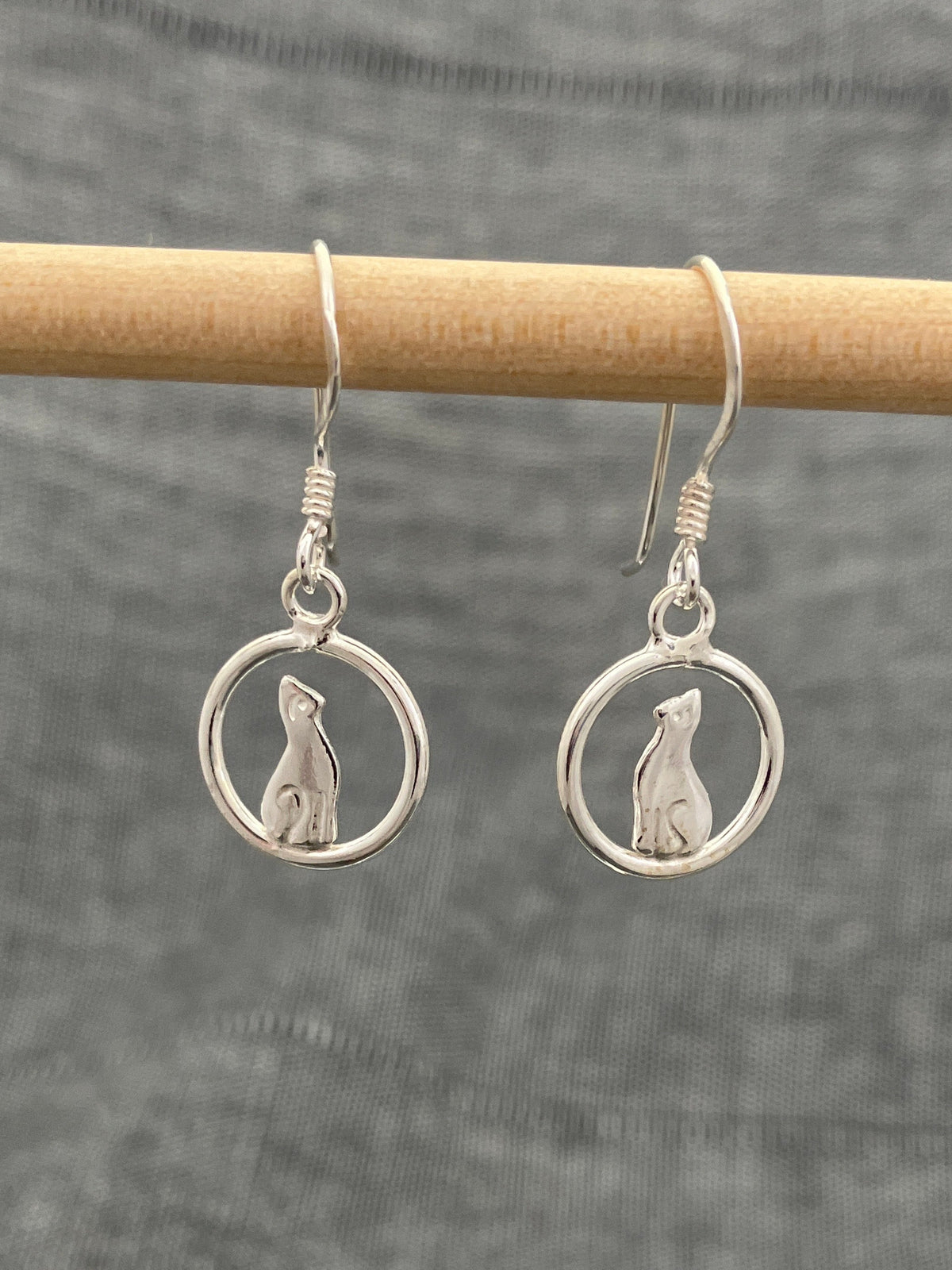 Cat In Circle Earrings