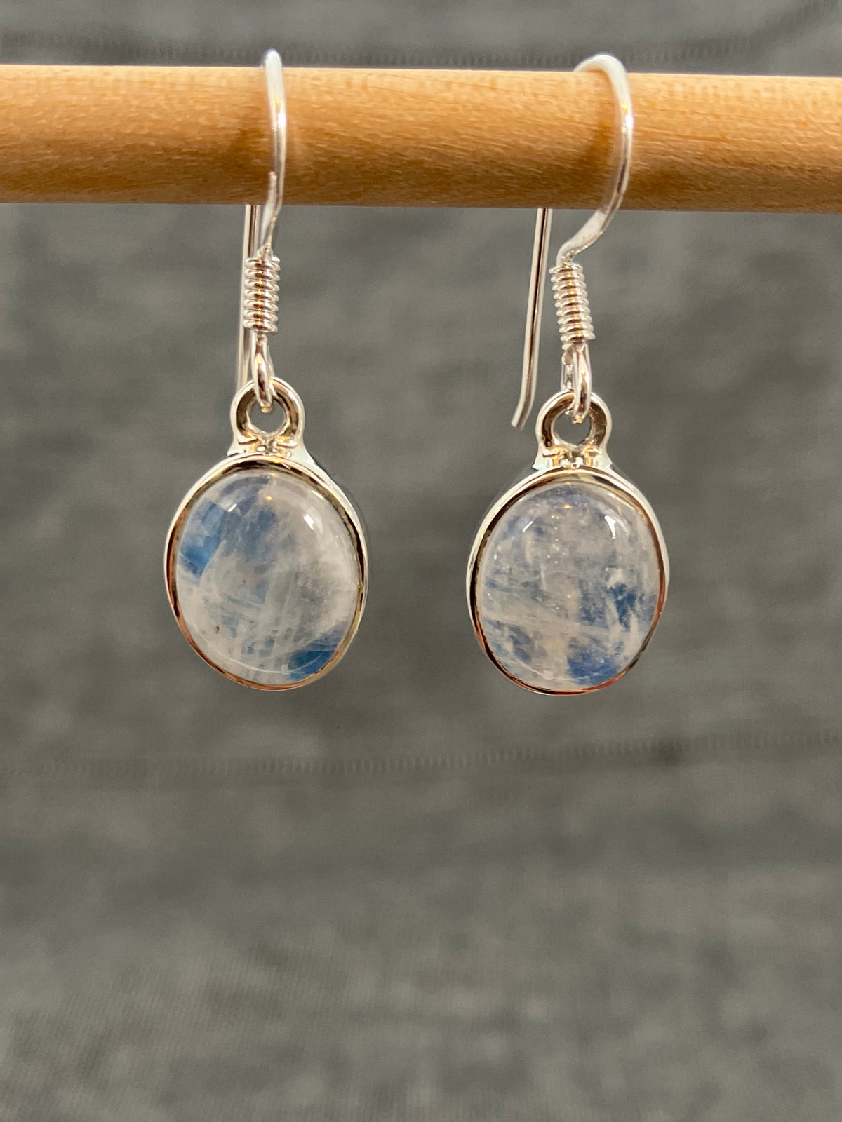 Blue Moonstone Oval Earrings