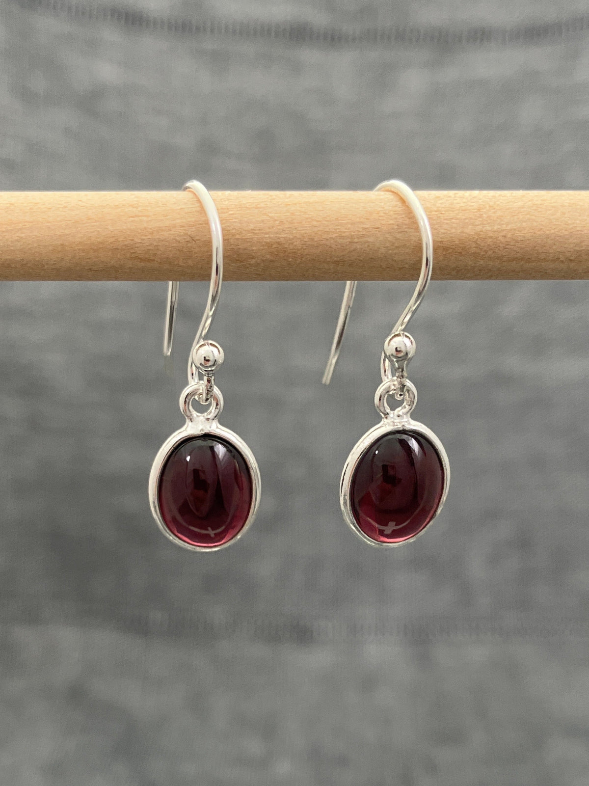Garnet Oval Earring