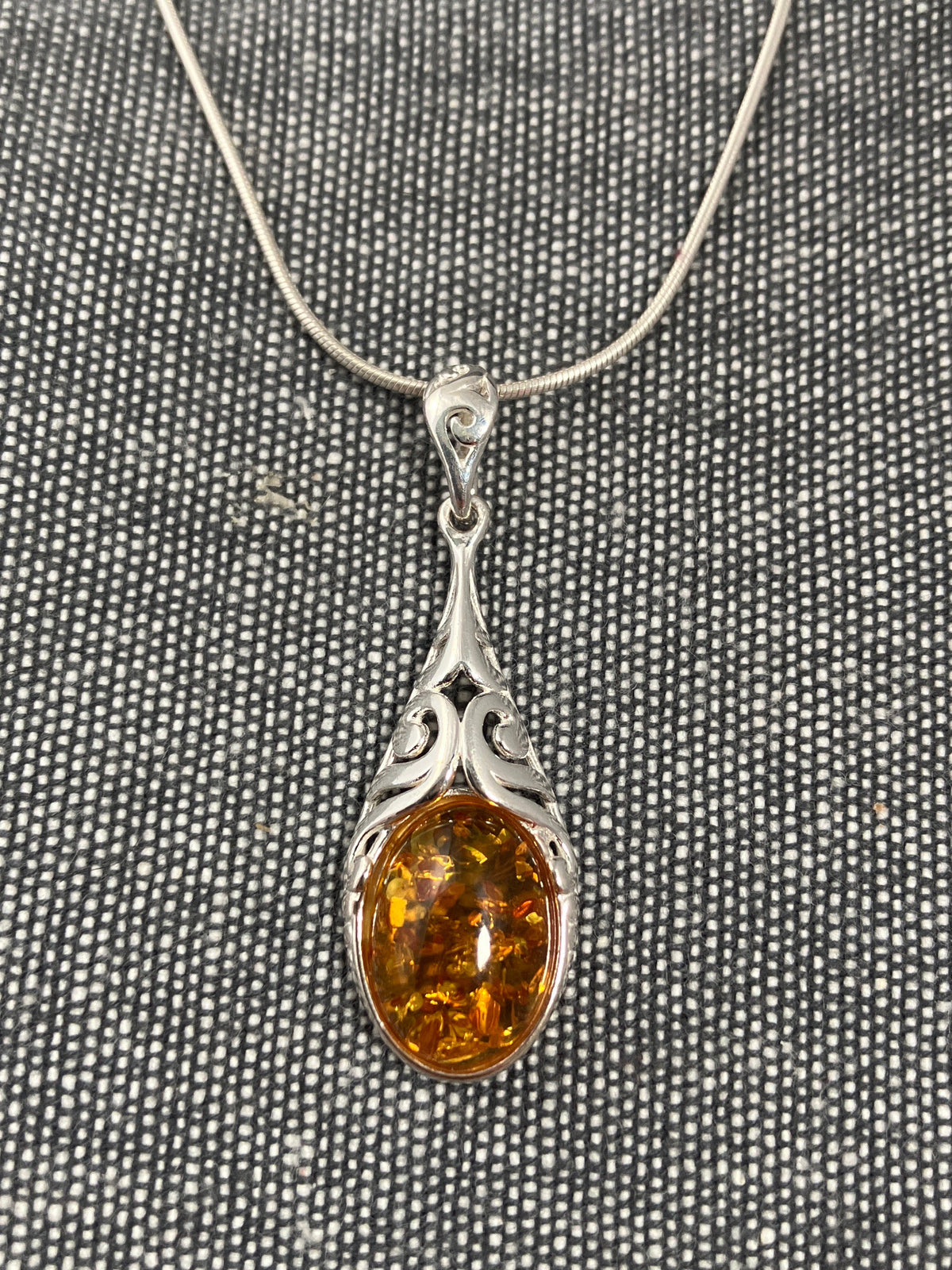 Golden Amber Filigree Pendant