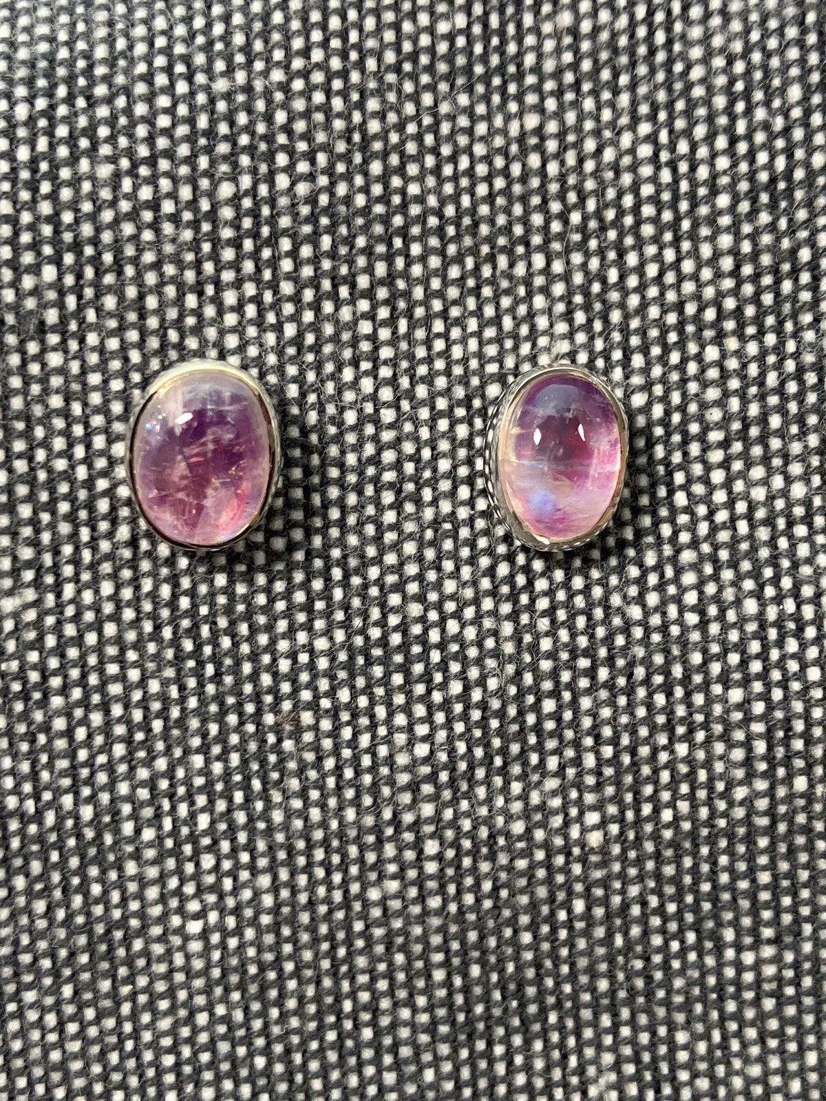 Pink Moonstone Oval Studs