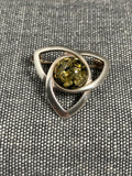 Green Amber Celtic Brooch
