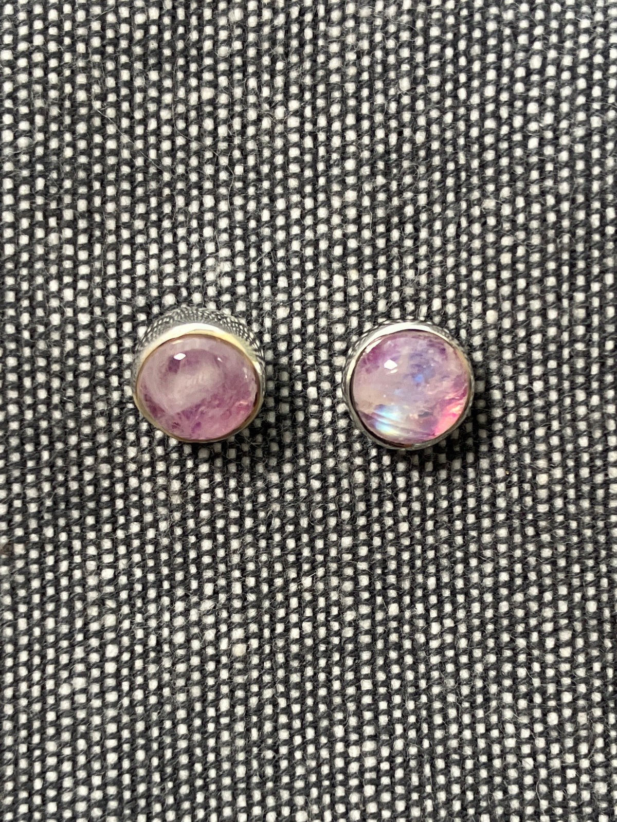 Pink Moonstone Round Studs