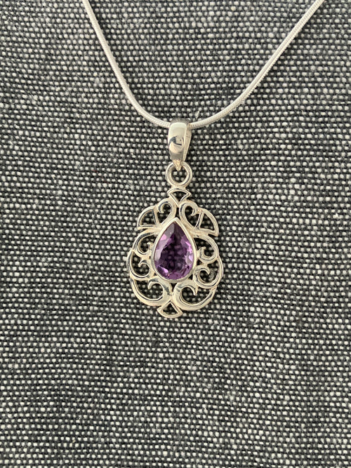 Amethyst Ornate Frame Pendant